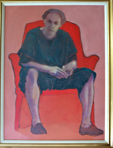 Man in a red chair