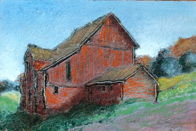Red barn on a hill (Grand Isle)